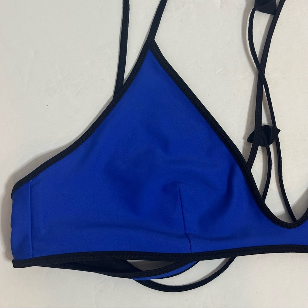 Lululemon Surf To Sand Black Blue Reversible Triangle Convertible Tie Bikini Top - Picture 2 of 9